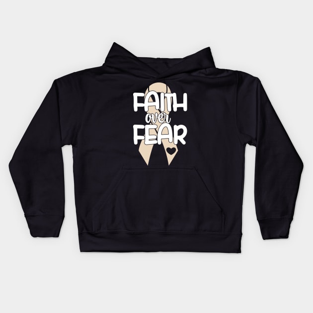 Faith over Fear Pearl Ribbon Lung Cancer Kids Hoodie by busines_night